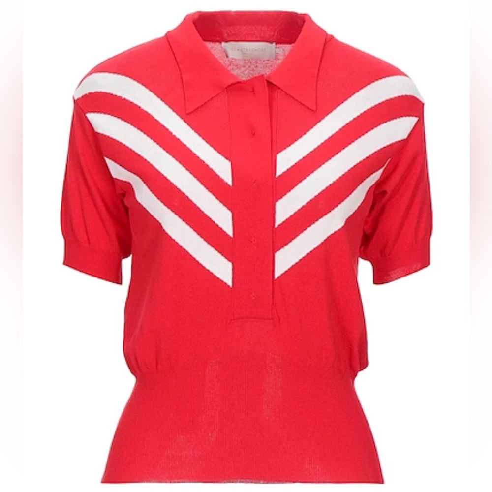 L’Autre Chose red and white sweater top Gwen Stefani